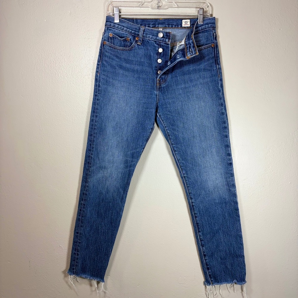 Levis 501 Skinny White Oak Cone Denim High Rise Button Fly Jeans Blue Size 29‎